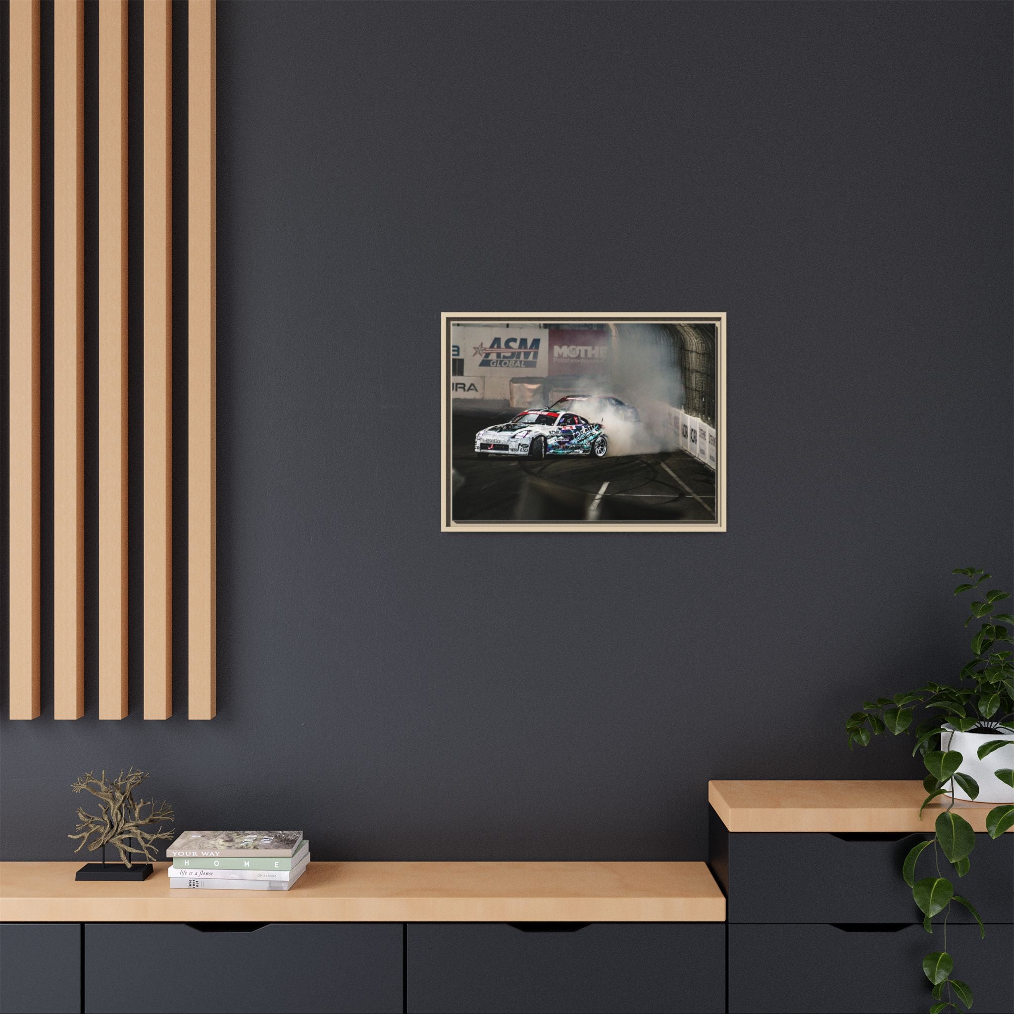 Drift Racing Canvas Print — Framed Matte Automotive Wall Art