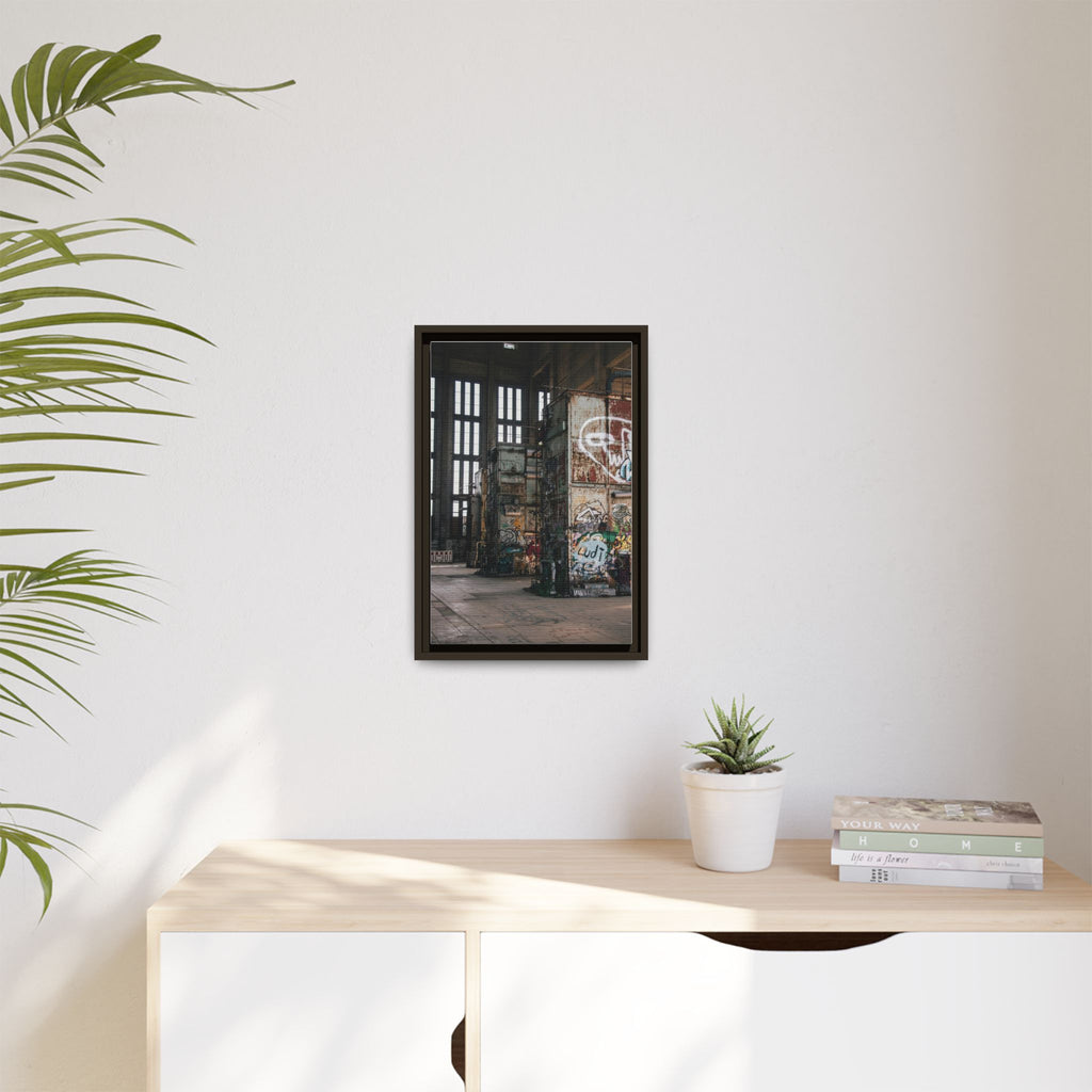 Urban Graffiti Ruins Matte Framed Canvas