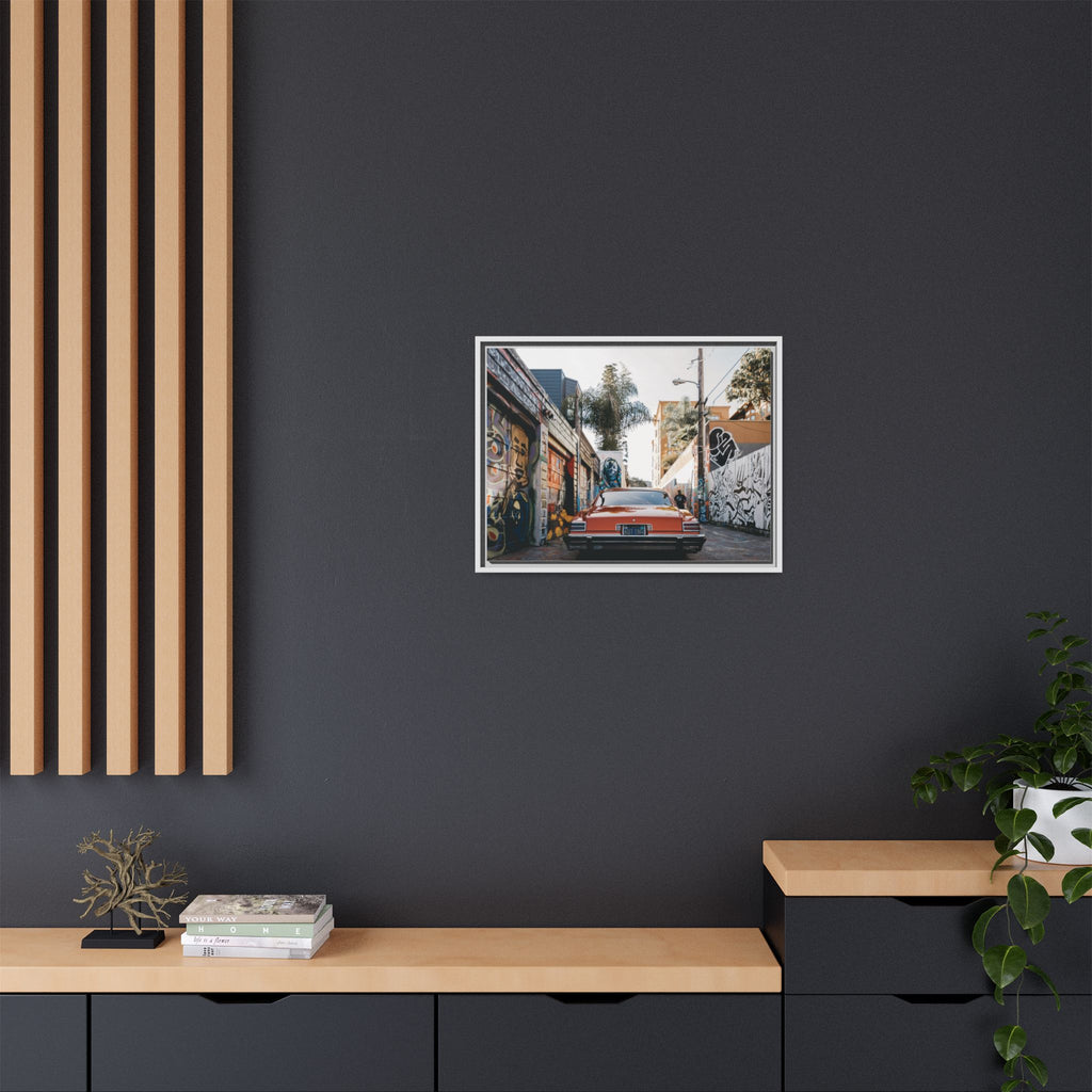 Vintage Chevrolet in Graffiti Alley — Framed Matte Canvas Wall Art