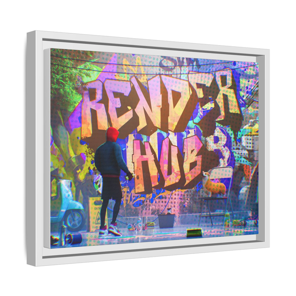 Graffiti Street Art Matte Canvas Framed Print — 'Render Hub' Urban Wall Decor