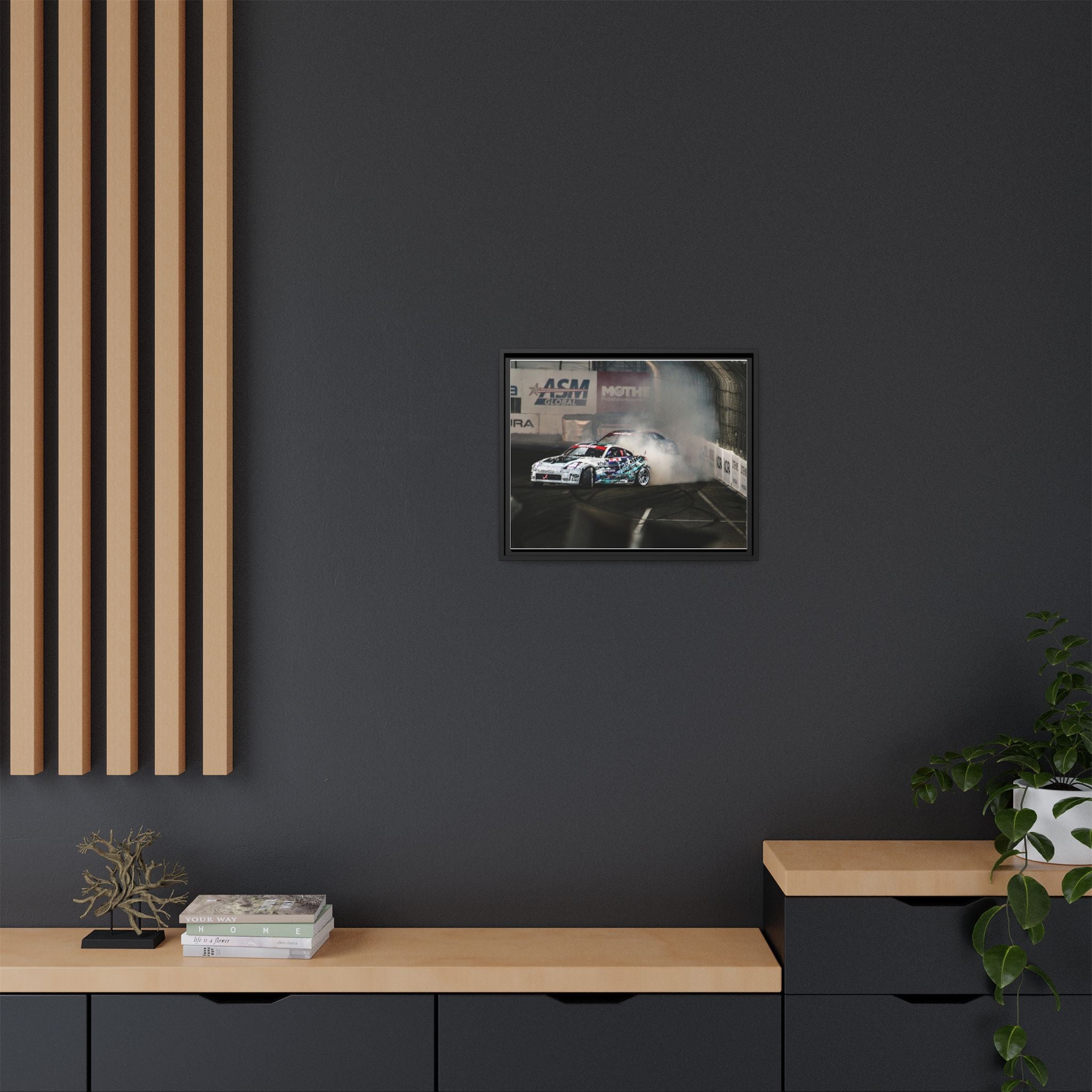 Drift Racing Canvas Print — Framed Matte Automotive Wall Art