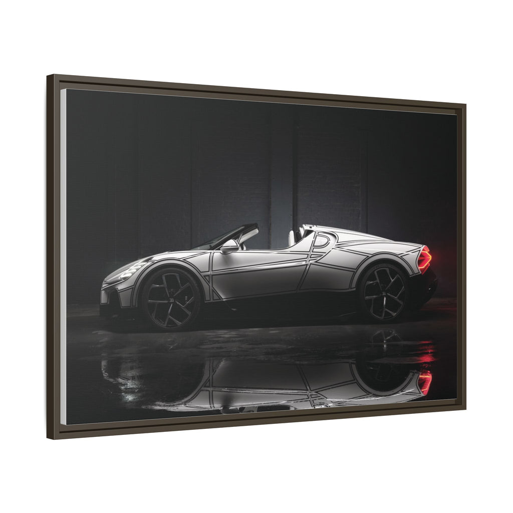 Framed Matte Canvas: Sleek Sports Car Reflection Wall Art