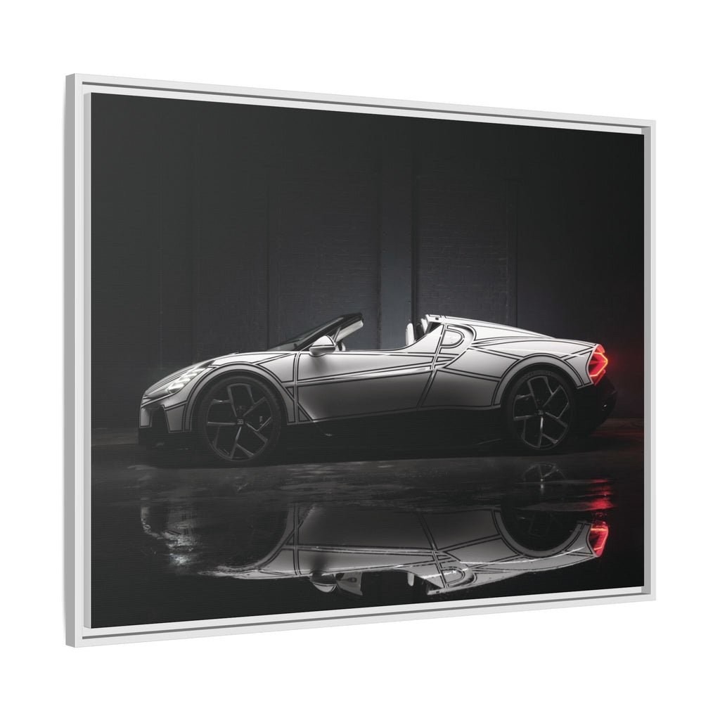 Framed Matte Canvas: Sleek Sports Car Reflection Wall Art