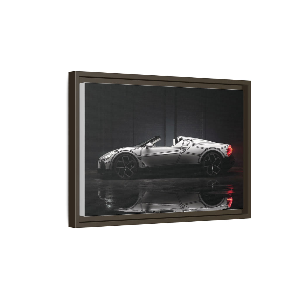 Framed Matte Canvas: Sleek Sports Car Reflection Wall Art