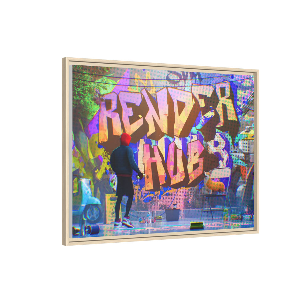 Graffiti Street Art Matte Canvas Framed Print — 'Render Hub' Urban Wall Decor