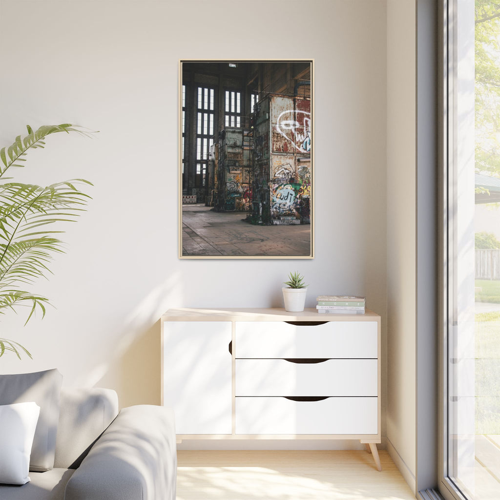 Urban Graffiti Ruins Matte Framed Canvas
