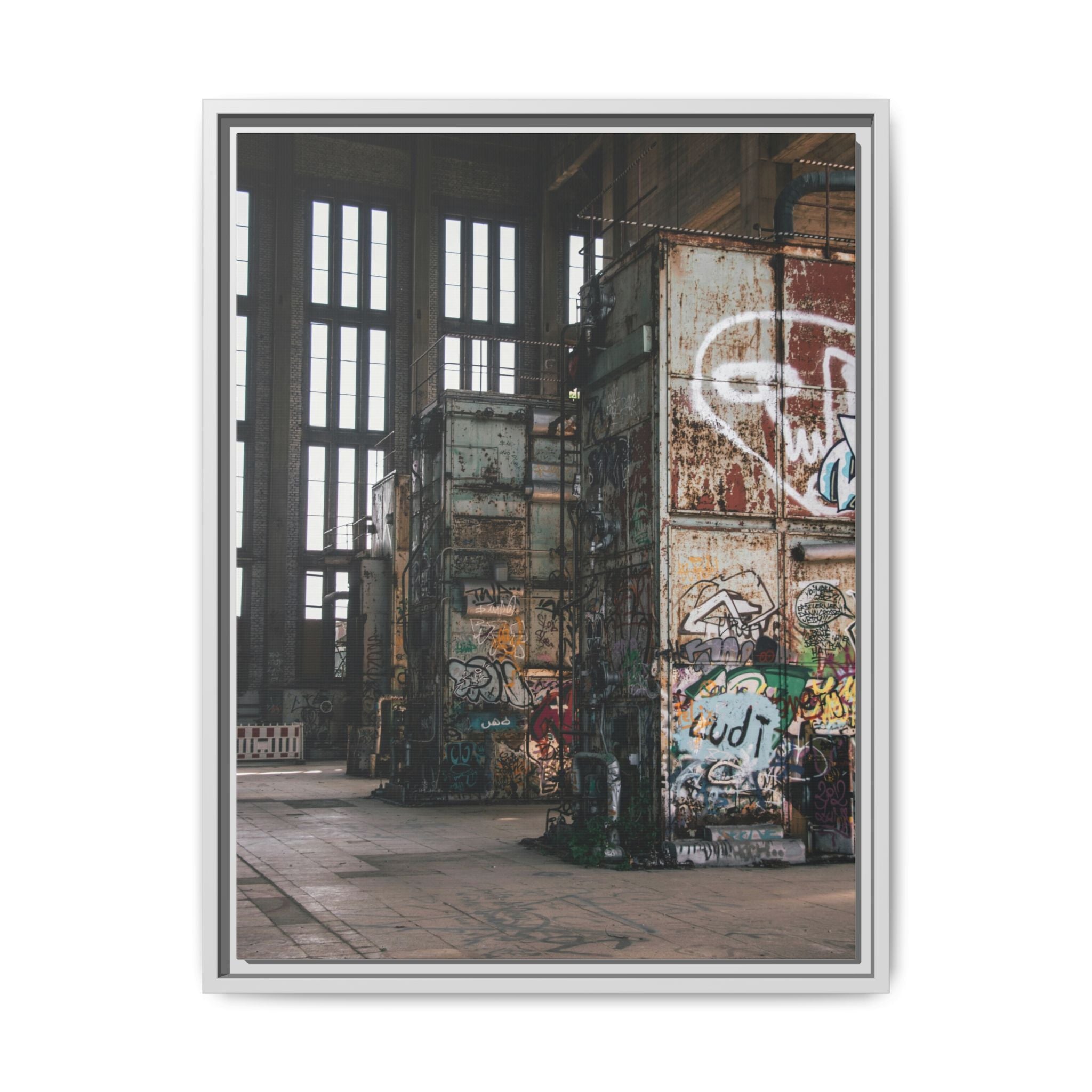 Urban Graffiti Ruins Matte Framed Canvas