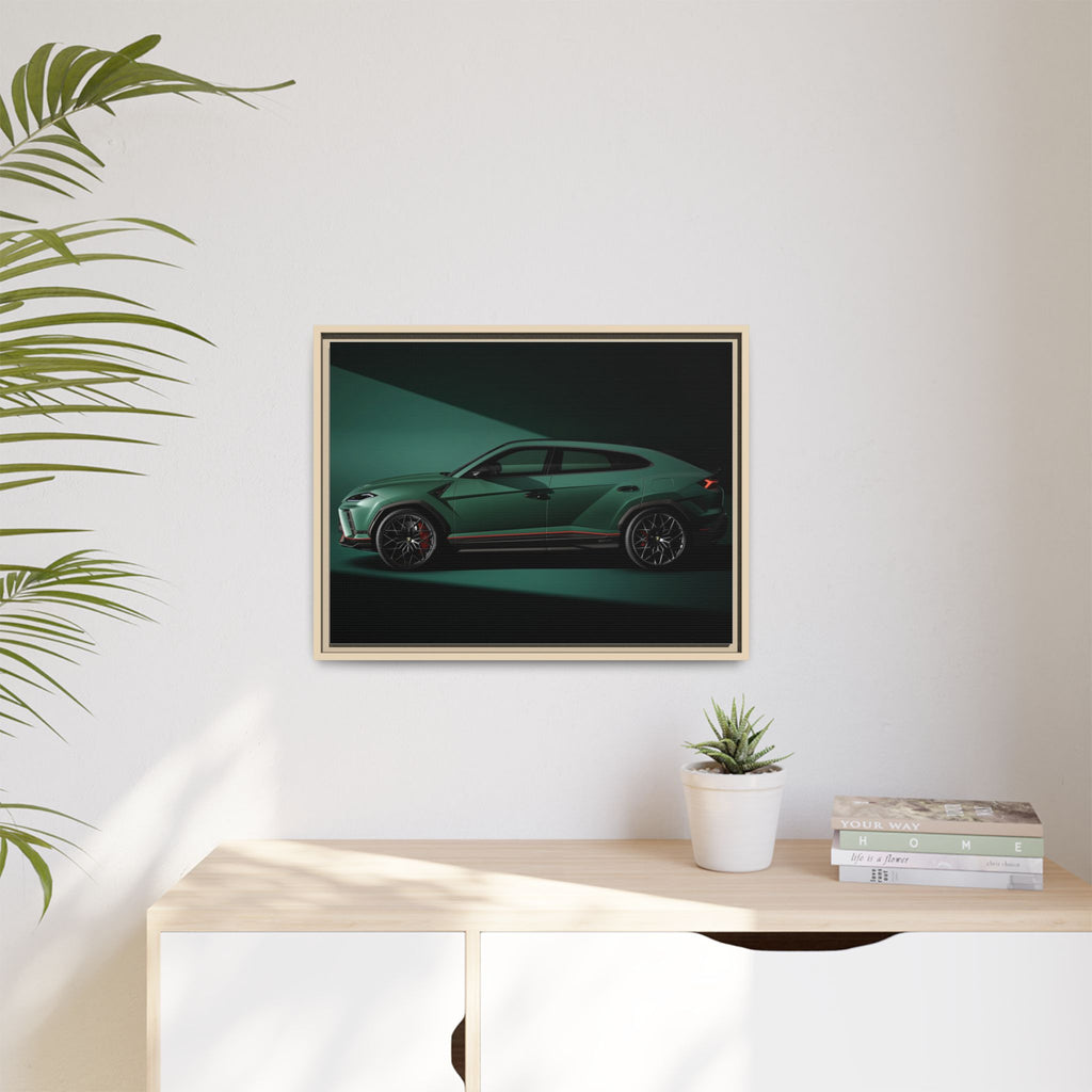 Framed Matte Canvas Print — Emerald Sports SUV Wall Art