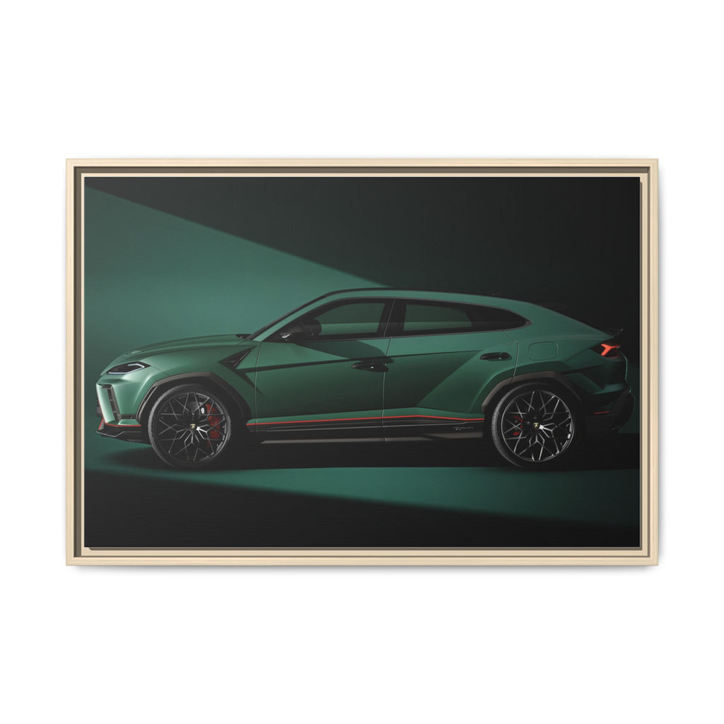 Framed Matte Canvas Print — Emerald Sports SUV Wall Art