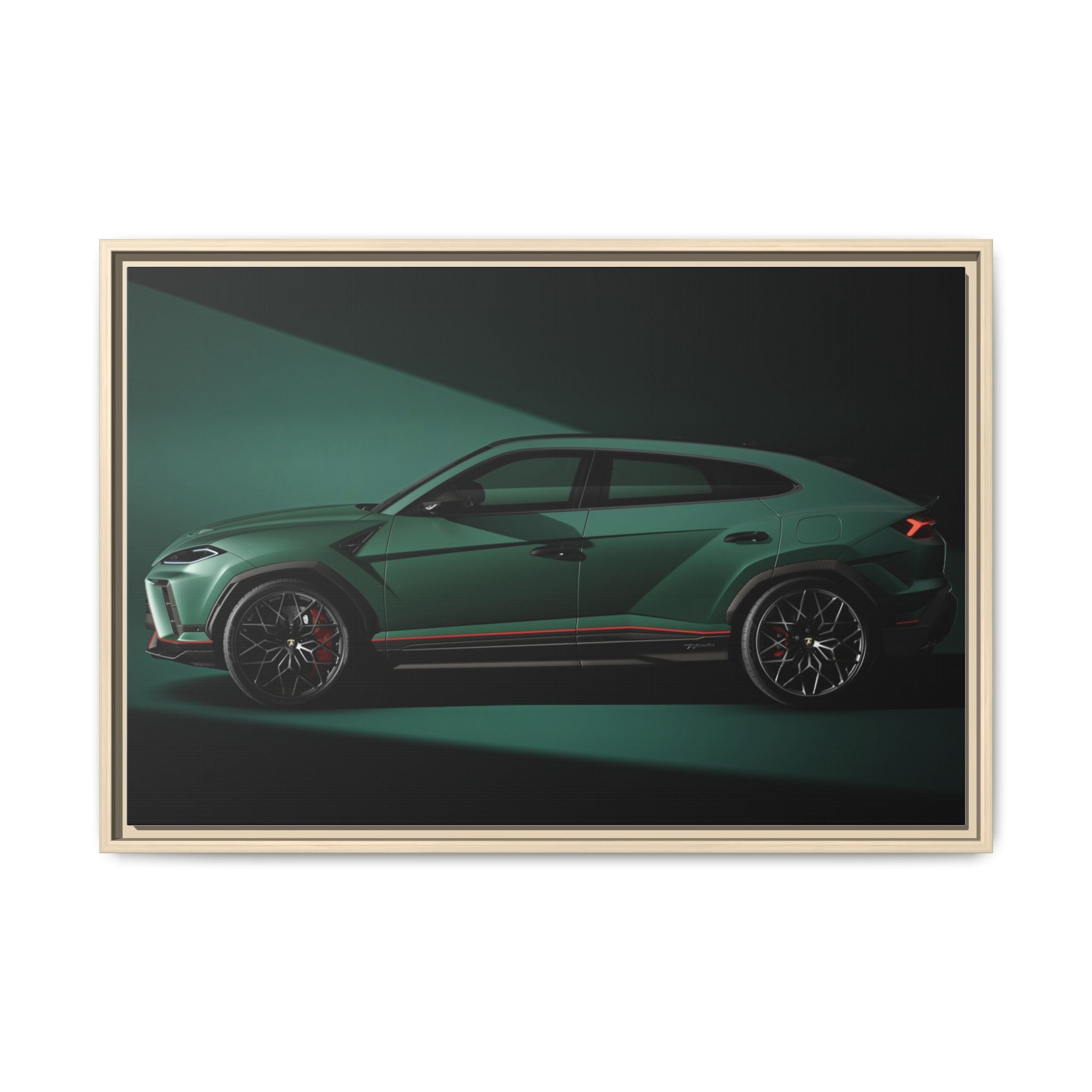 Framed Matte Canvas Print — Emerald Sports SUV Wall Art