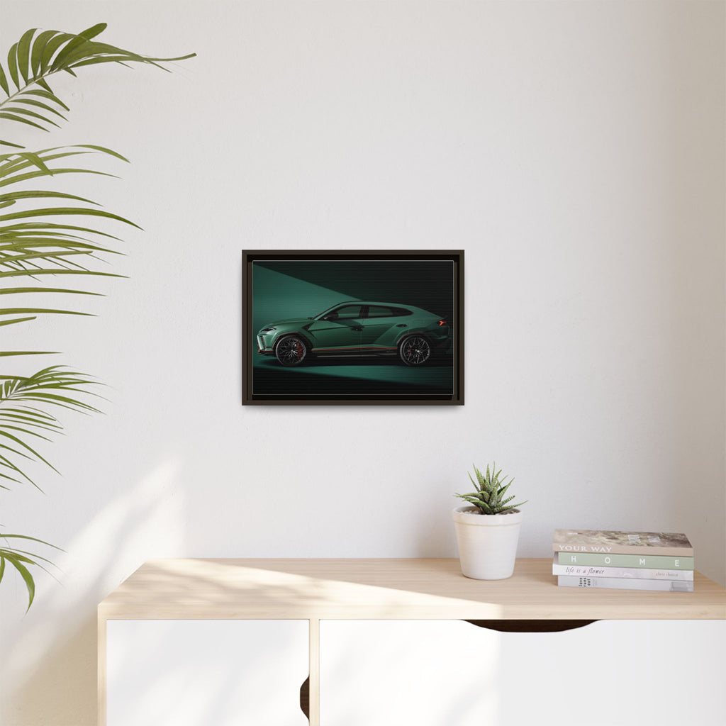Framed Matte Canvas Print — Emerald Sports SUV Wall Art