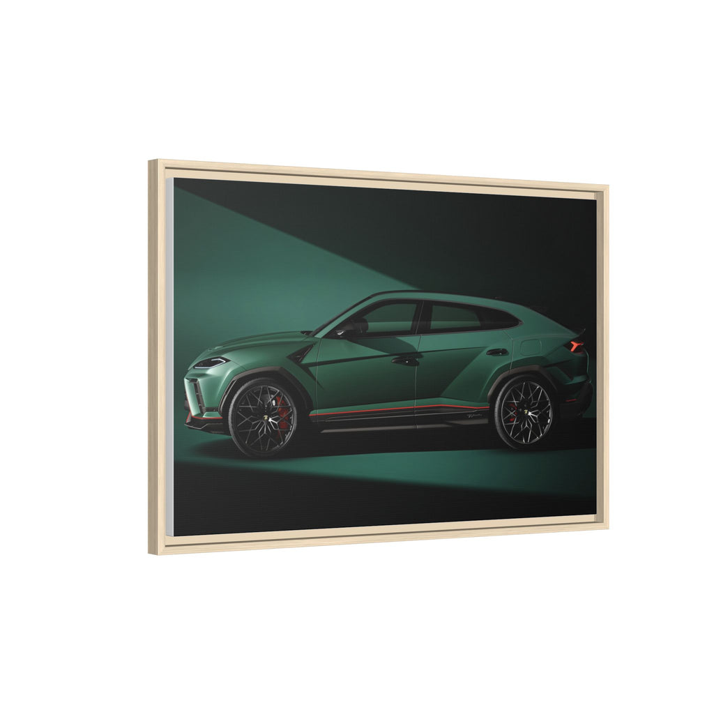 Framed Matte Canvas Print — Emerald Sports SUV Wall Art