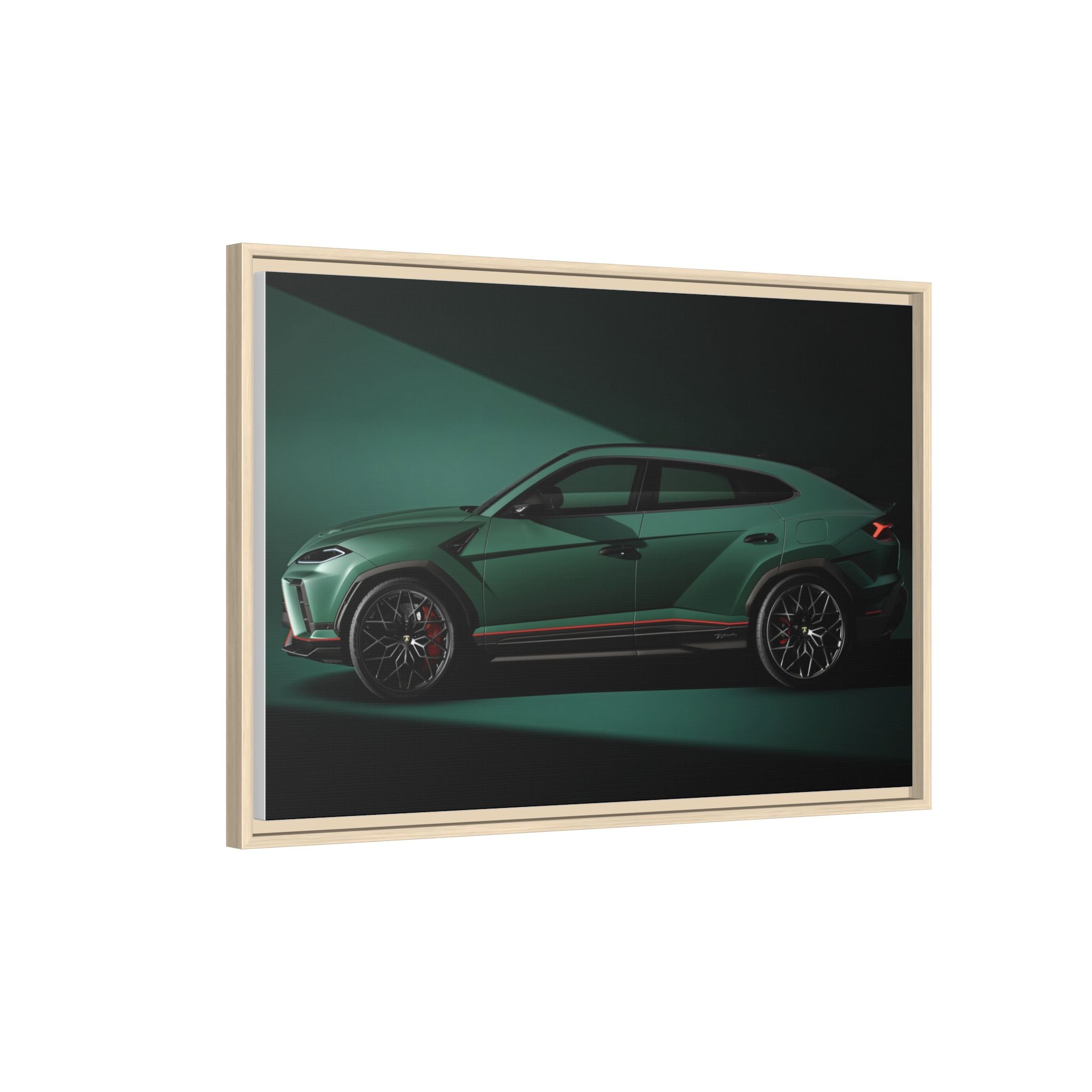 Framed Matte Canvas Print — Emerald Sports SUV Wall Art