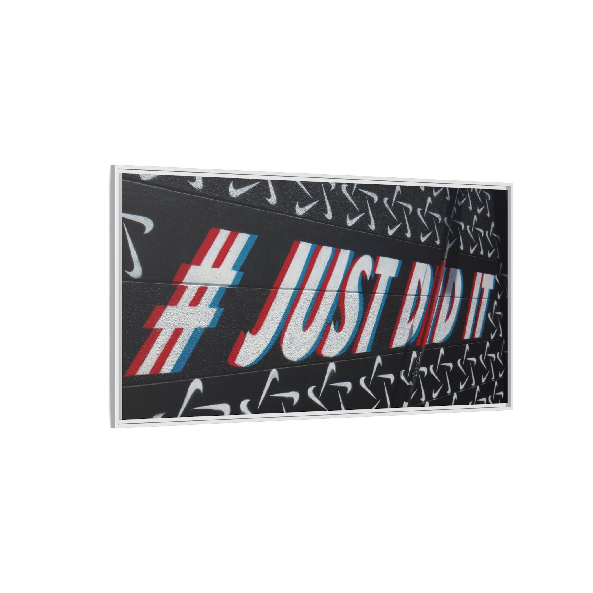 Framed Matte Canvas “#JUST DID IT” Street Art Print
