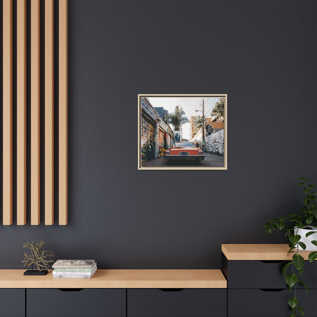 Vintage Chevrolet in Graffiti Alley — Framed Matte Canvas Wall Art