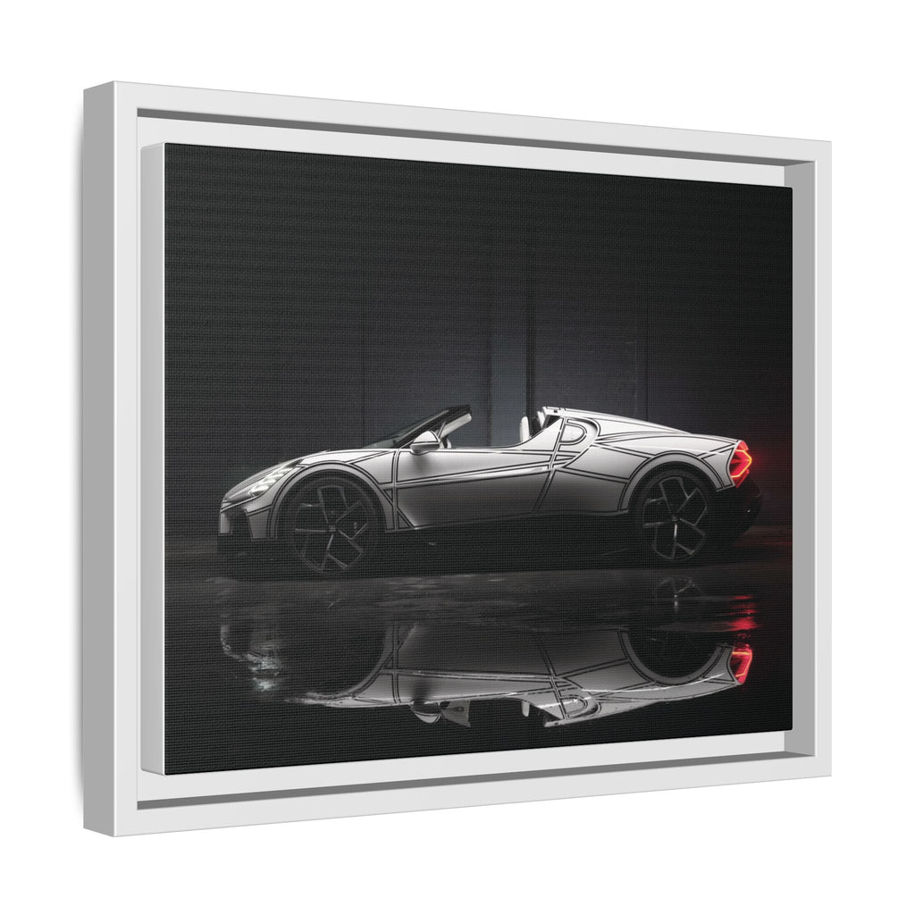 Framed Matte Canvas: Sleek Sports Car Reflection Wall Art