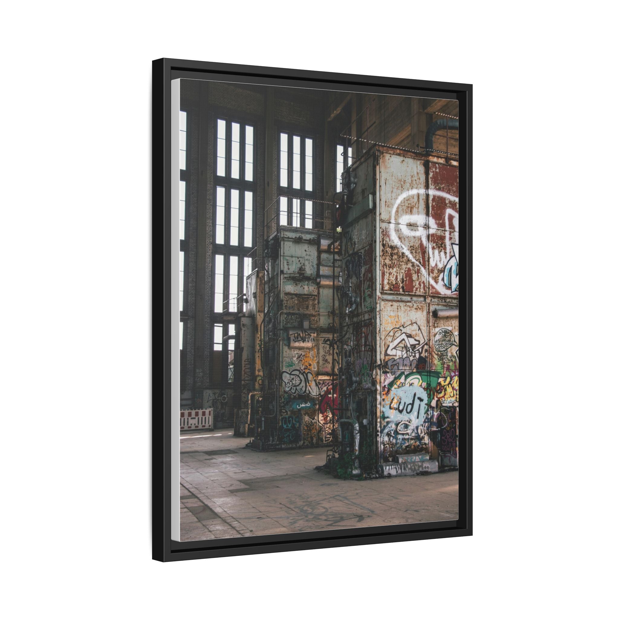 Urban Graffiti Ruins Matte Framed Canvas