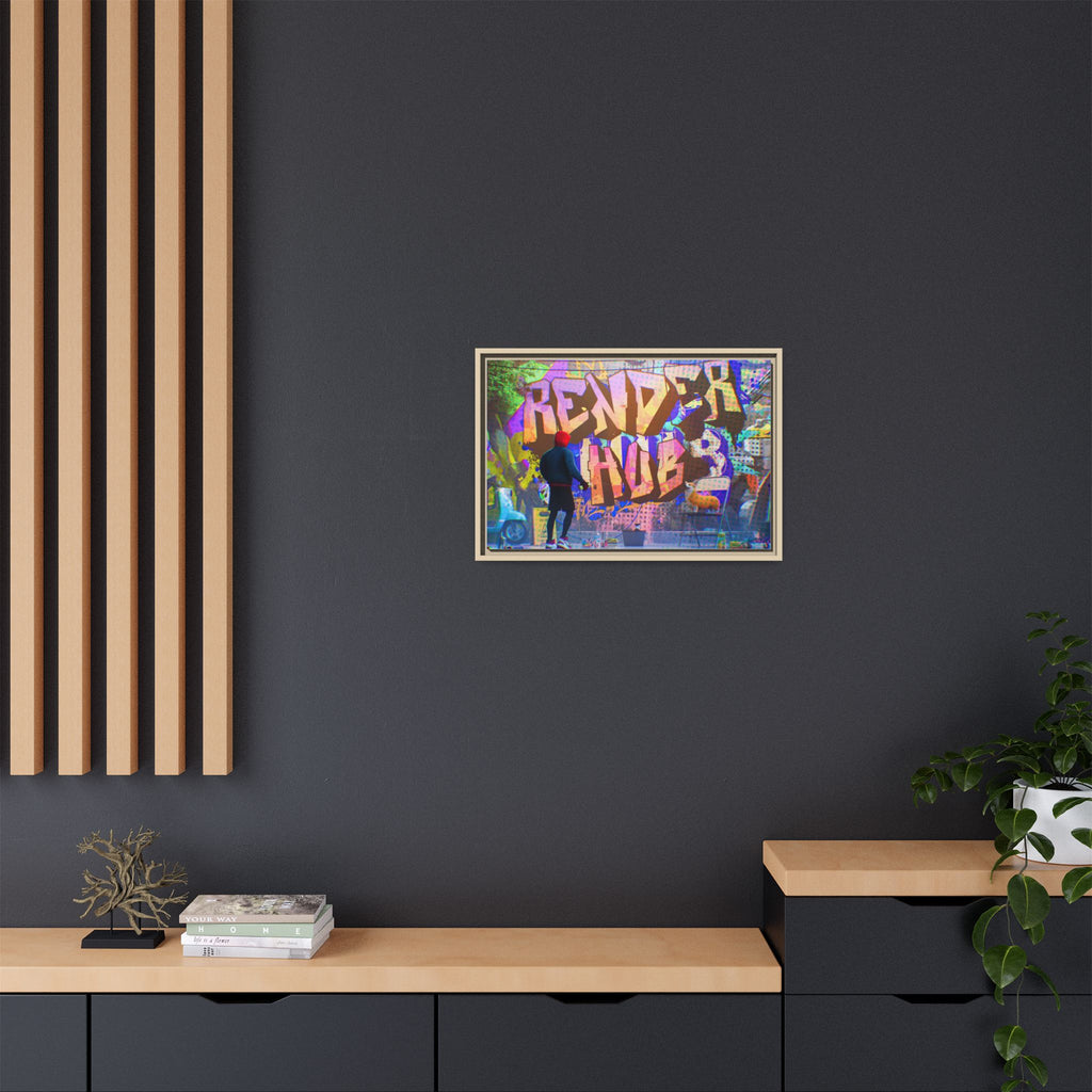 Graffiti Street Art Matte Canvas Framed Print — 'Render Hub' Urban Wall Decor
