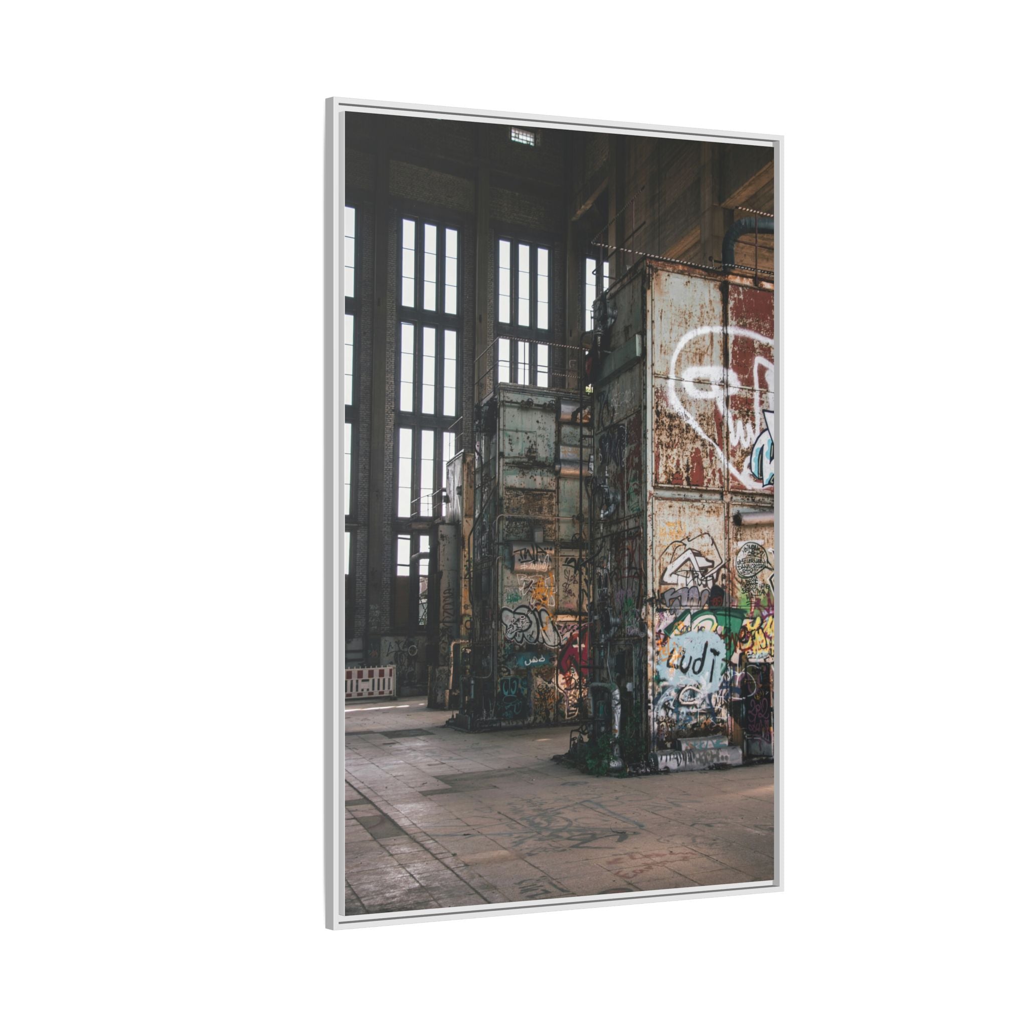 Urban Graffiti Ruins Matte Framed Canvas