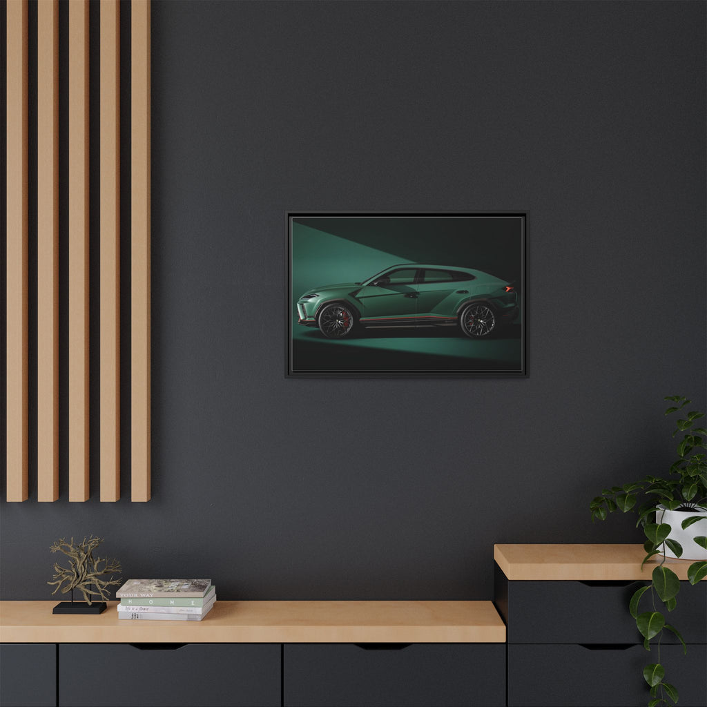 Framed Matte Canvas Print — Emerald Sports SUV Wall Art