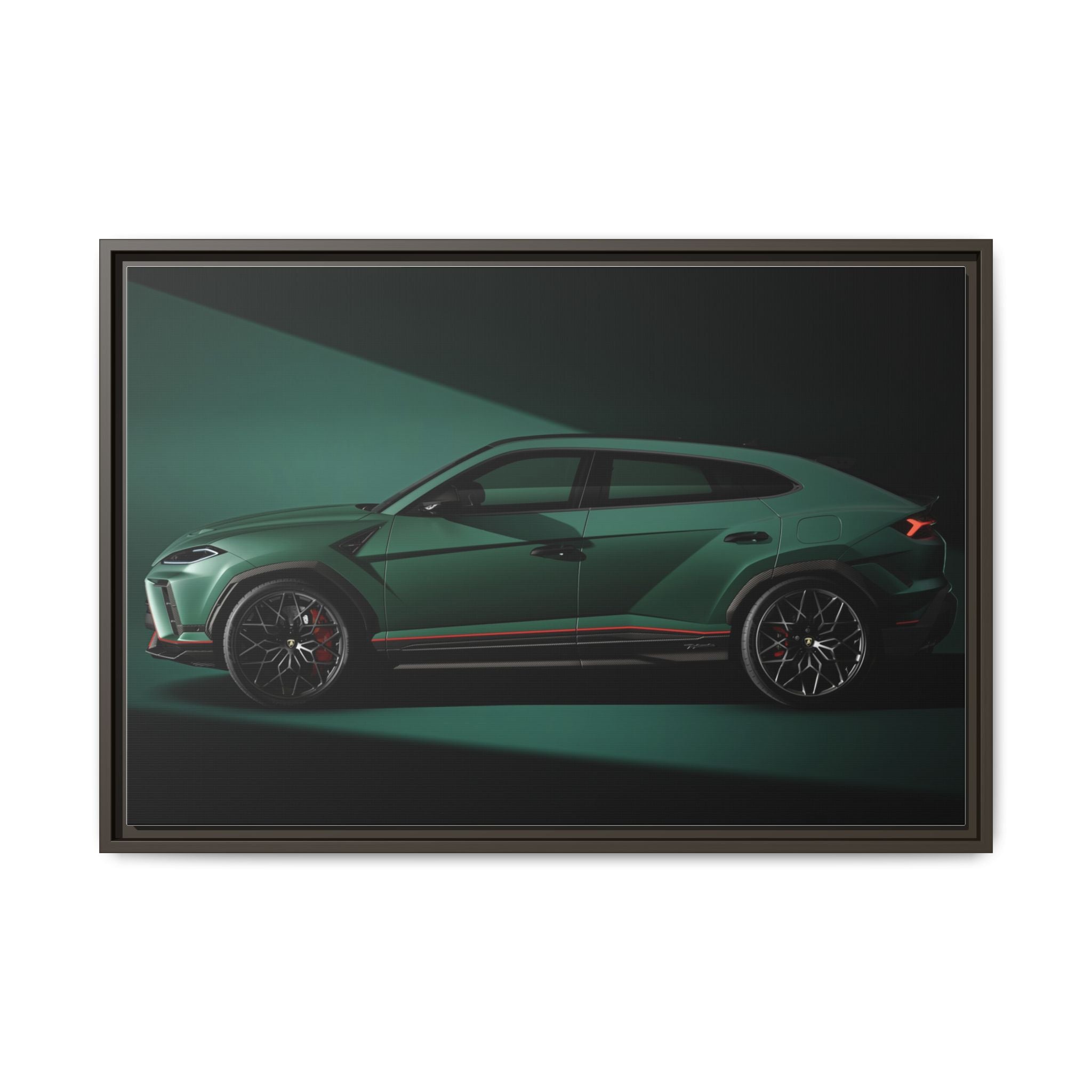 Framed Matte Canvas Print — Emerald Sports SUV Wall Art