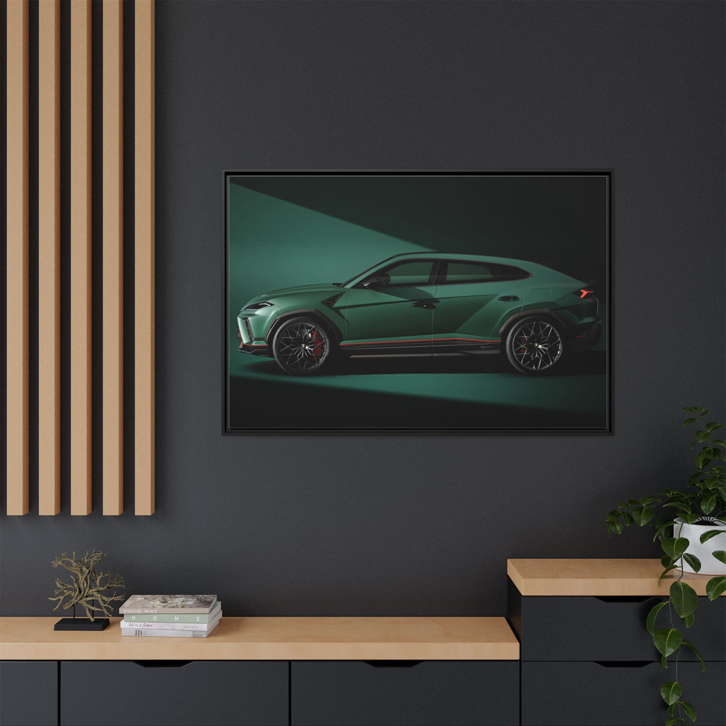 Framed Matte Canvas Print — Emerald Sports SUV Wall Art