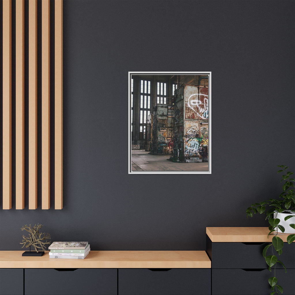 Urban Graffiti Ruins Matte Framed Canvas