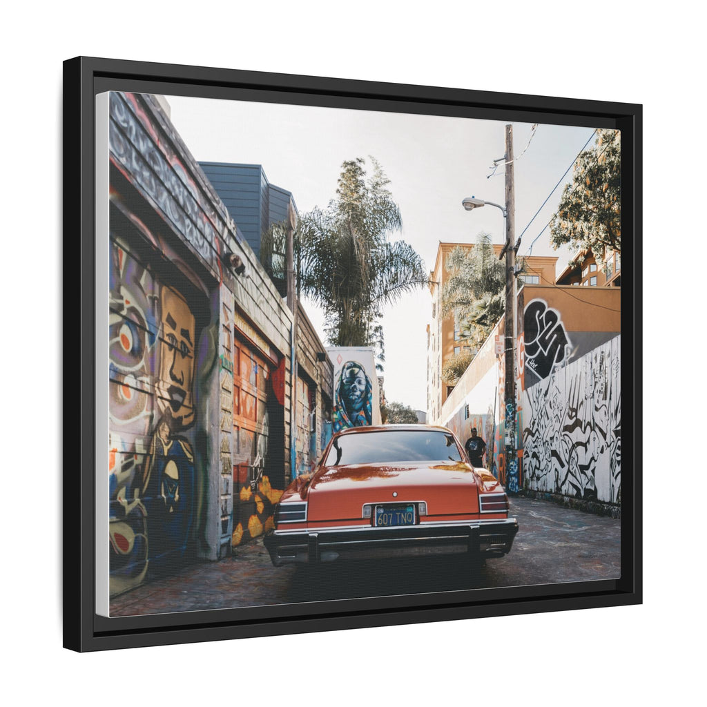 Vintage Chevrolet in Graffiti Alley — Framed Matte Canvas Wall Art
