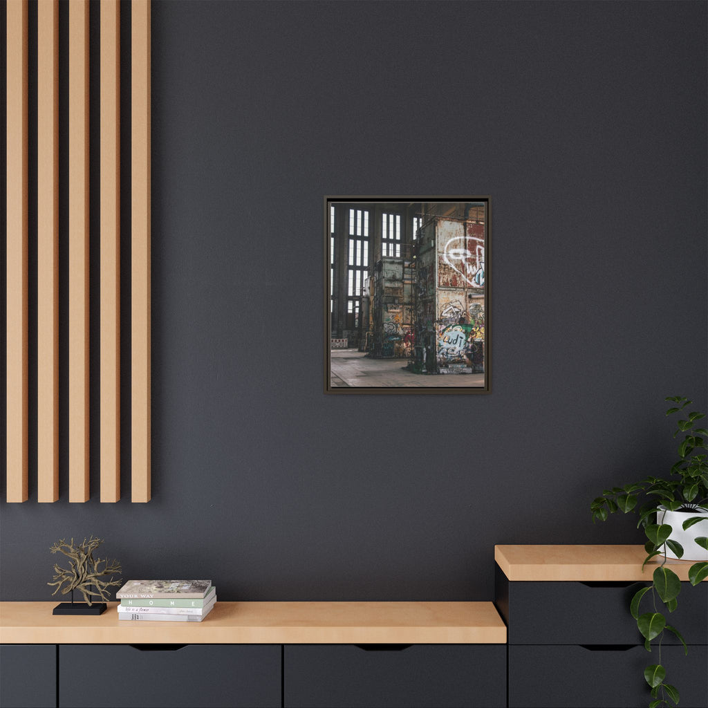 Urban Graffiti Ruins Matte Framed Canvas