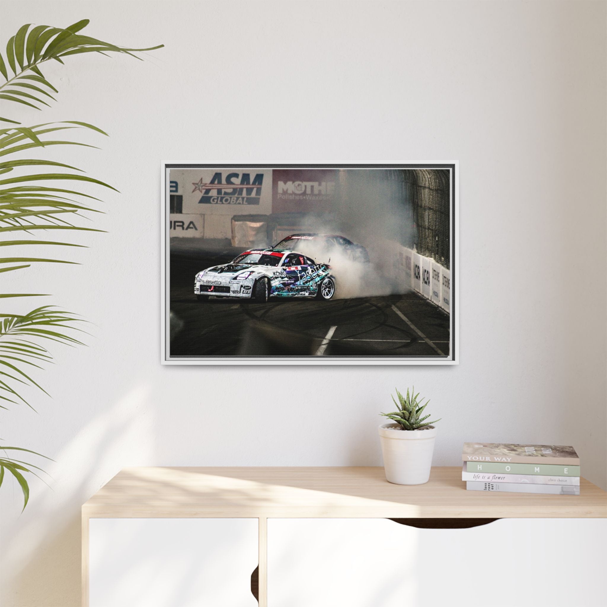 Drift Racing Canvas Print — Framed Matte Automotive Wall Art