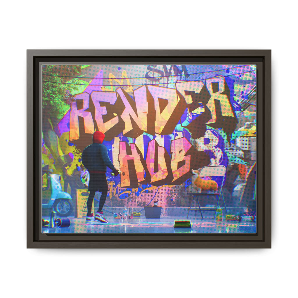 Graffiti Street Art Matte Canvas Framed Print — 'Render Hub' Urban Wall Decor