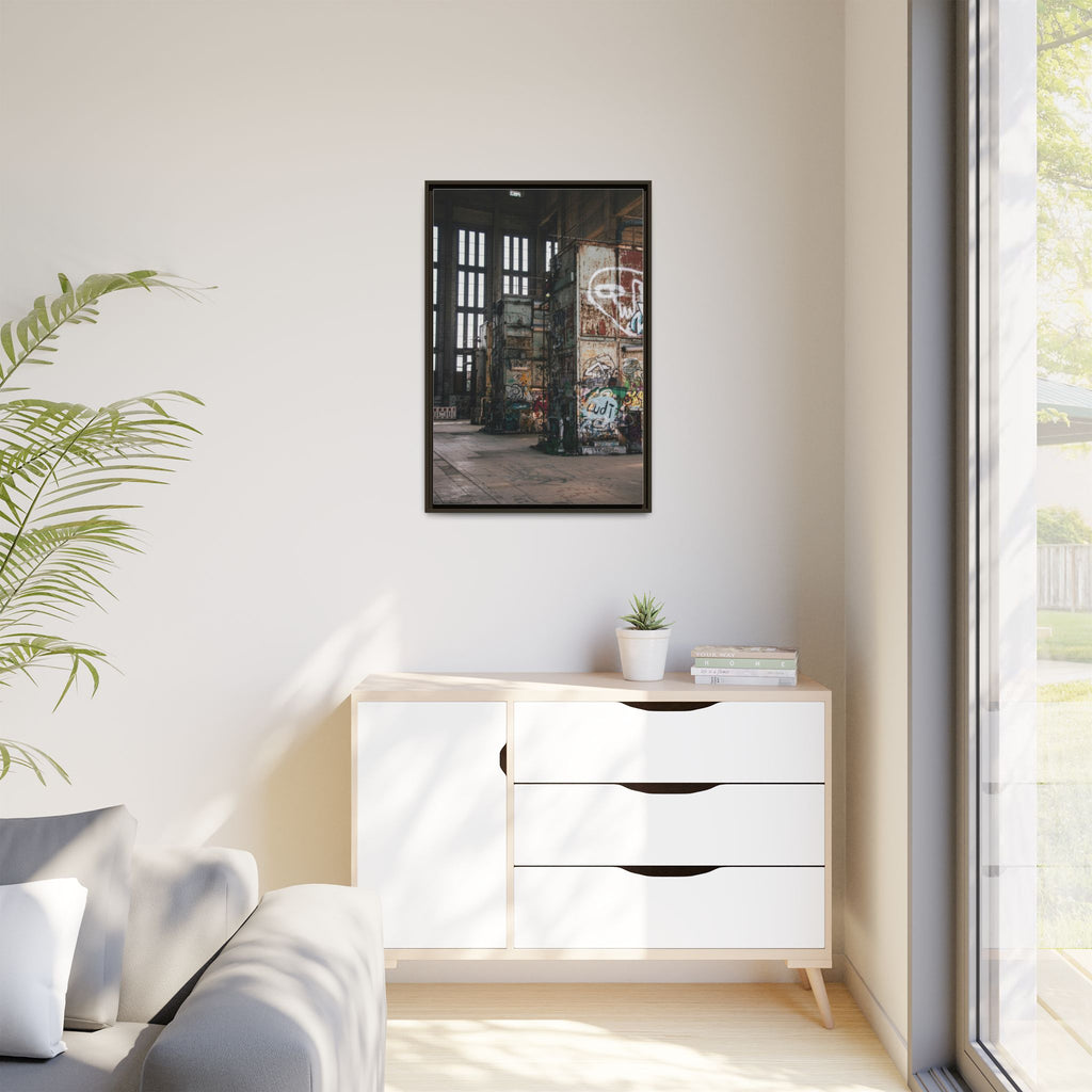 Urban Graffiti Ruins Matte Framed Canvas