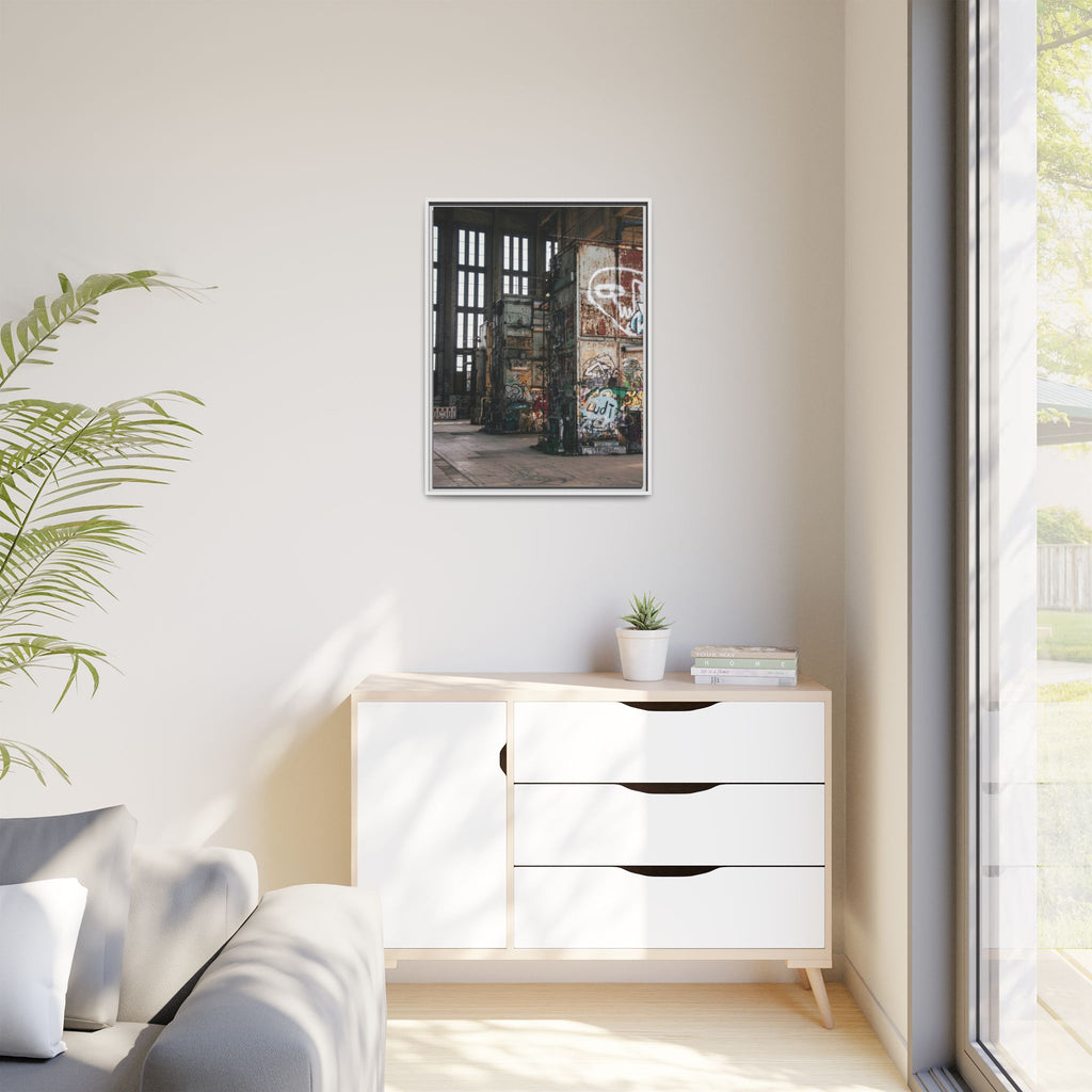 Urban Graffiti Ruins Matte Framed Canvas