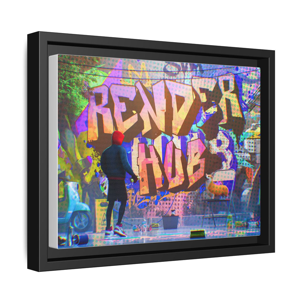 Graffiti Street Art Matte Canvas Framed Print — 'Render Hub' Urban Wall Decor