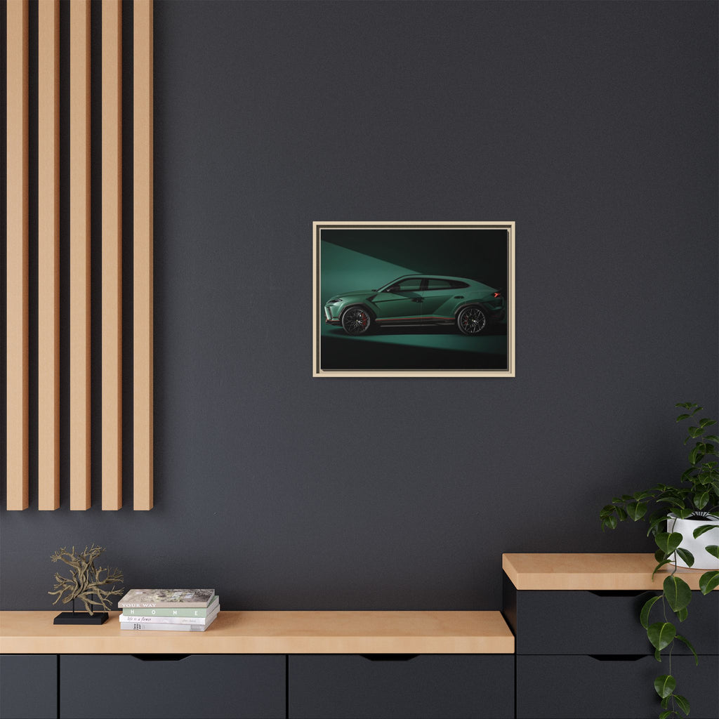Framed Matte Canvas Print — Emerald Sports SUV Wall Art