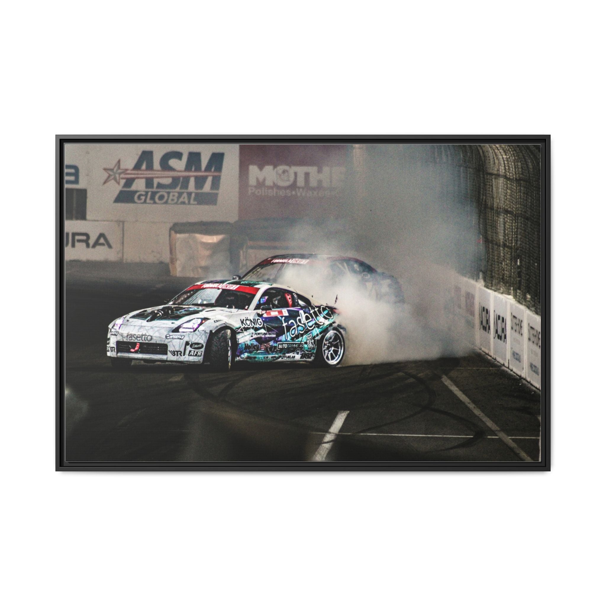 Drift Racing Canvas Print — Framed Matte Automotive Wall Art