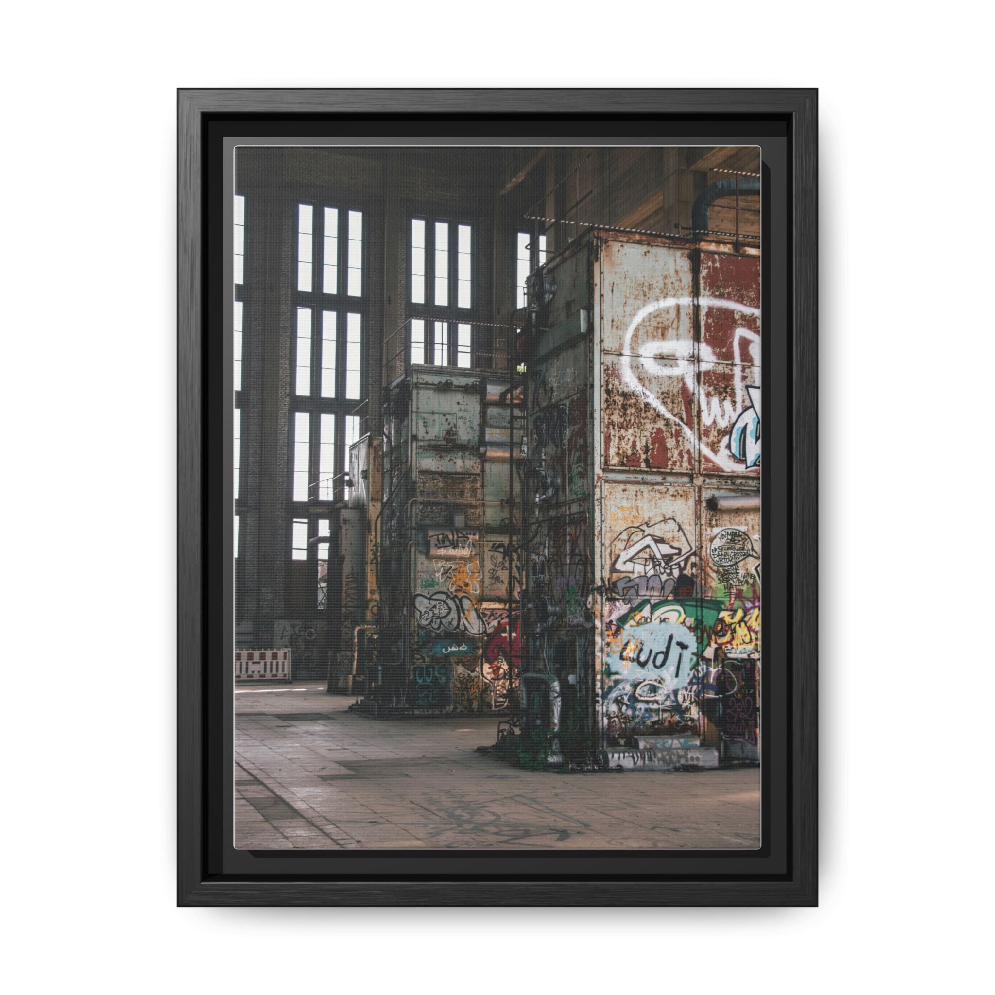 Urban Graffiti Ruins Matte Framed Canvas
