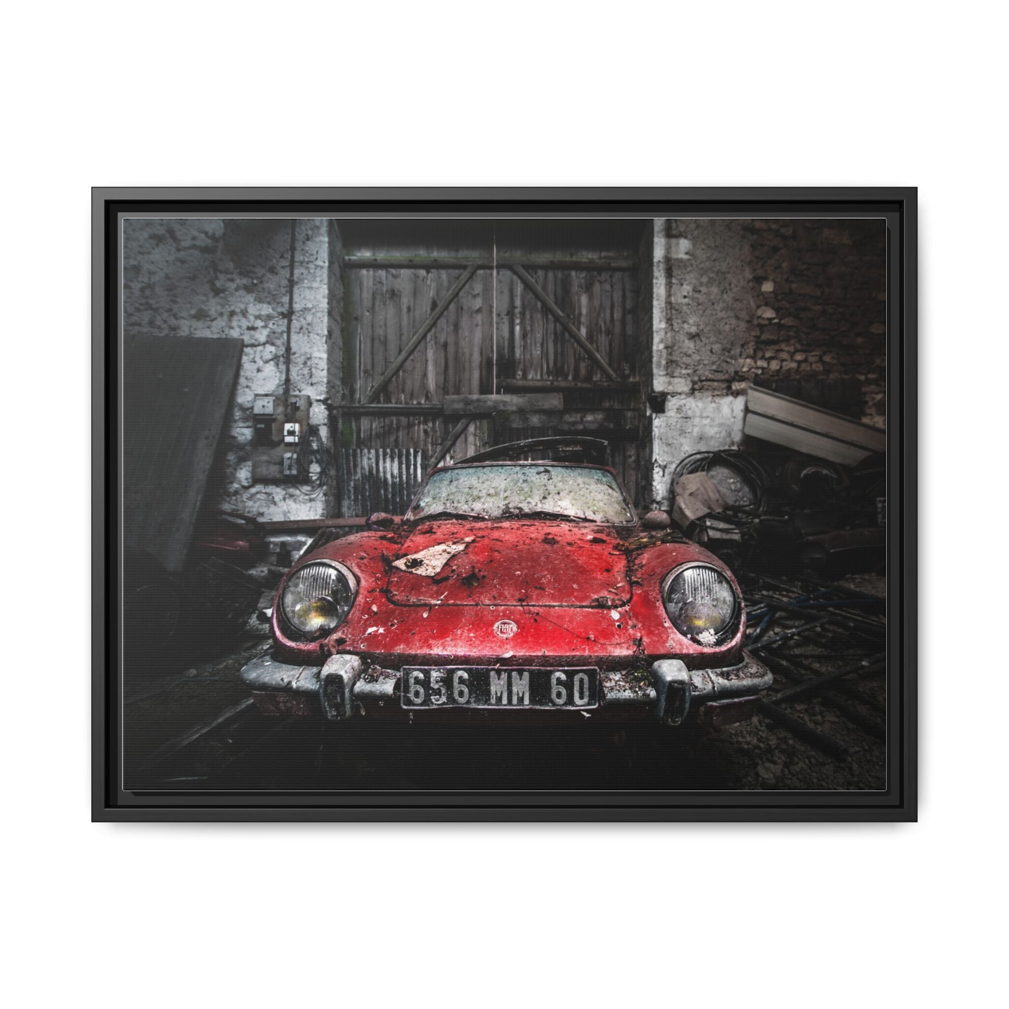 Vintage Red Sports Car Matte Canvas Art — Framed Automotive Wall Decor