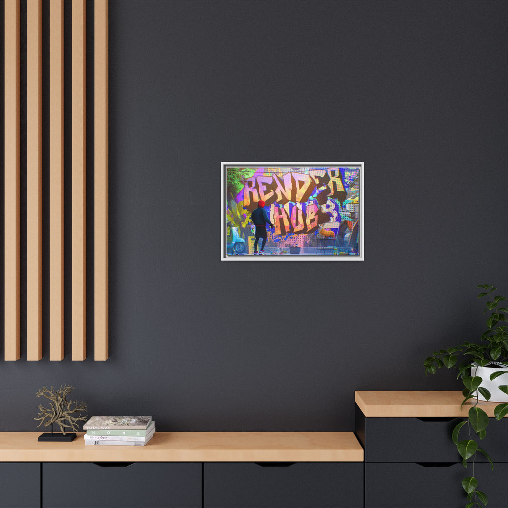 Graffiti Street Art Matte Canvas Framed Print — 'Render Hub' Urban Wall Decor