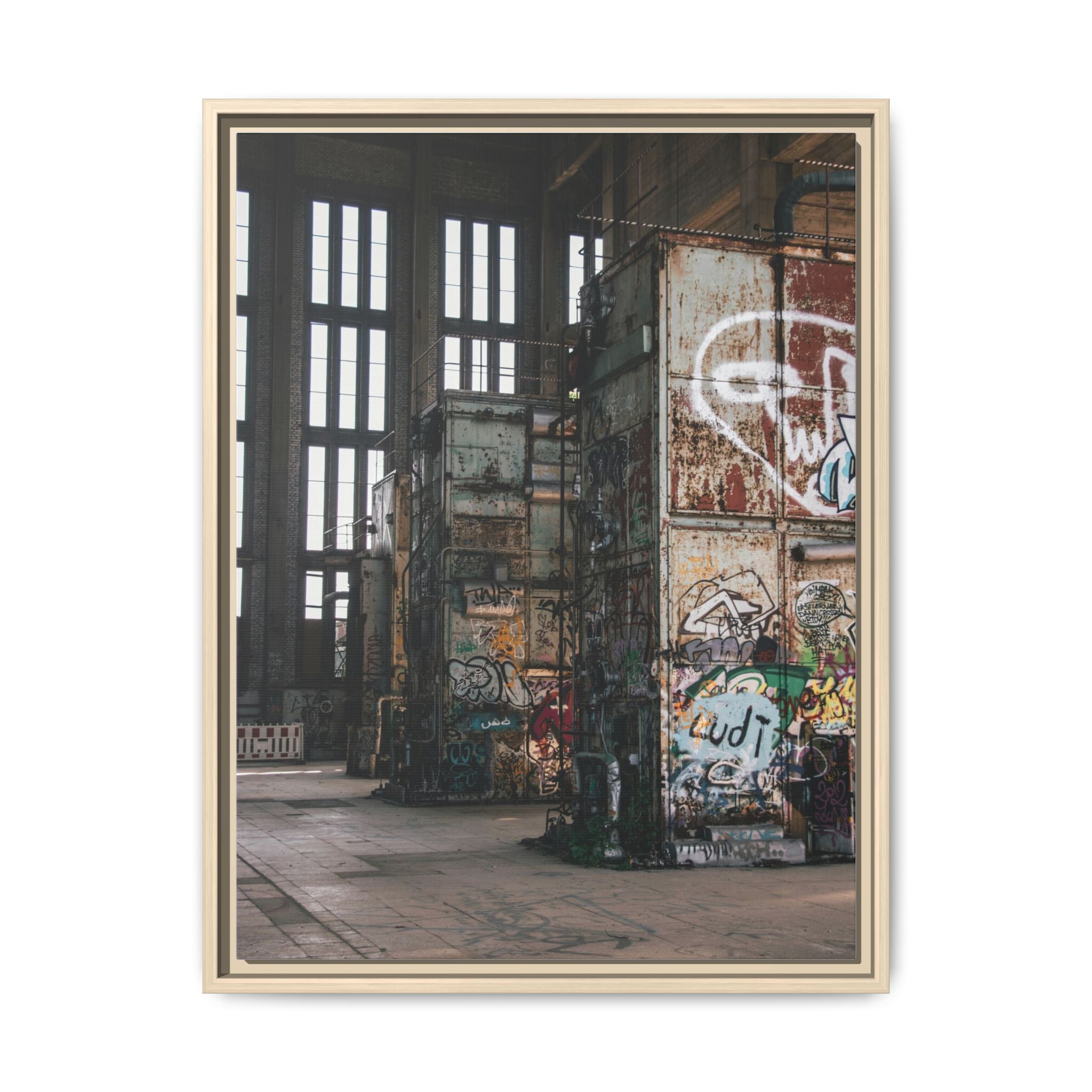 Urban Graffiti Ruins Matte Framed Canvas