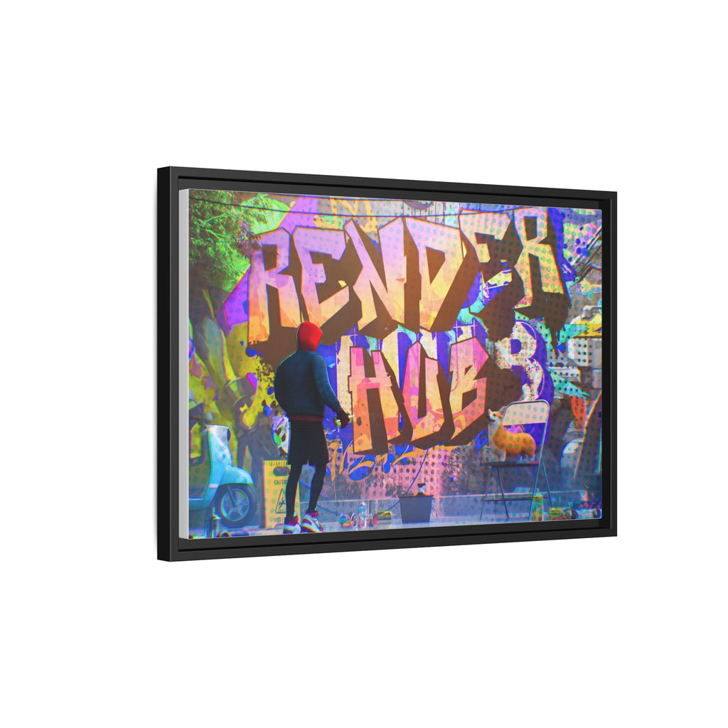 Graffiti Street Art Matte Canvas Framed Print — 'Render Hub' Urban Wall Decor