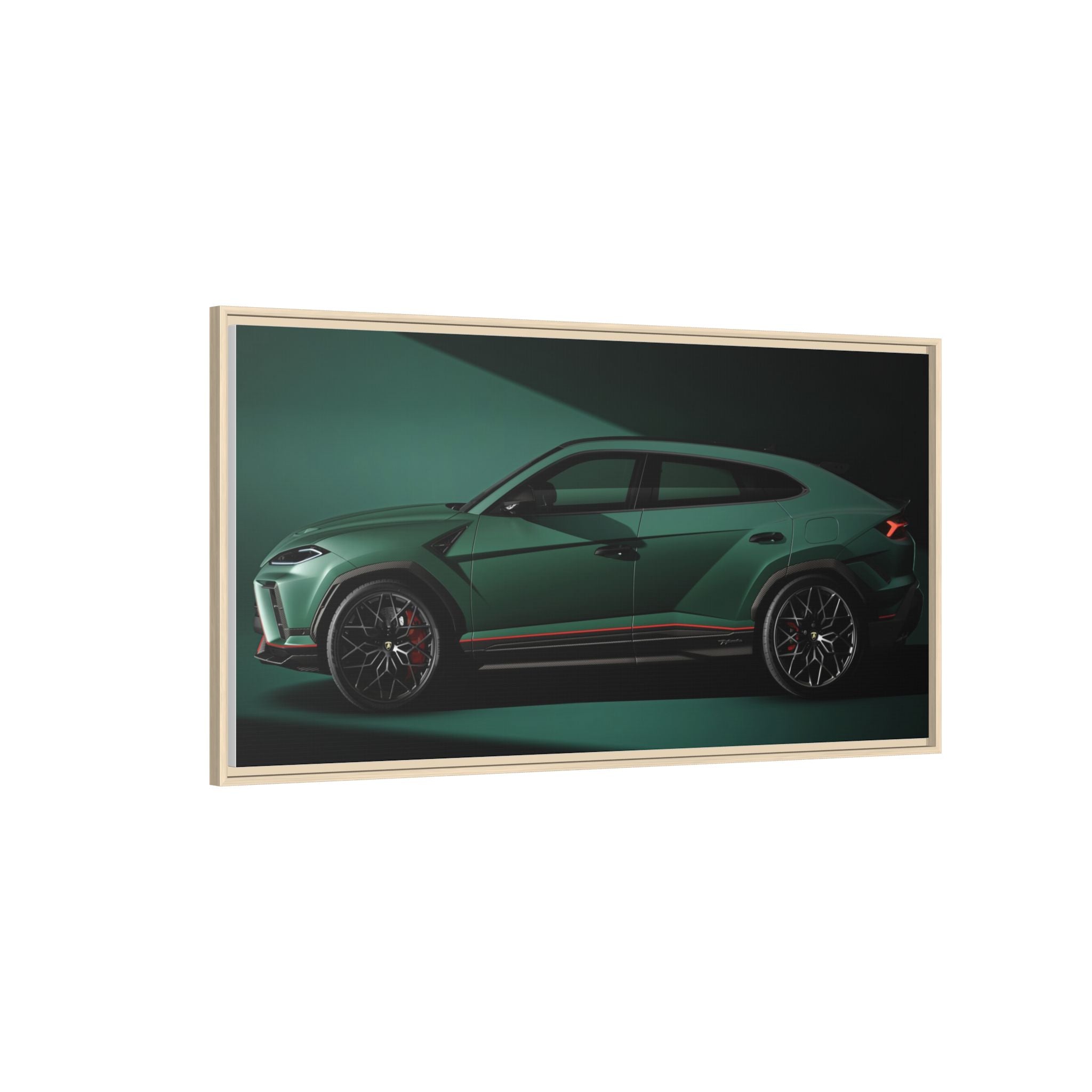 Framed Matte Canvas Print — Emerald Sports SUV Wall Art