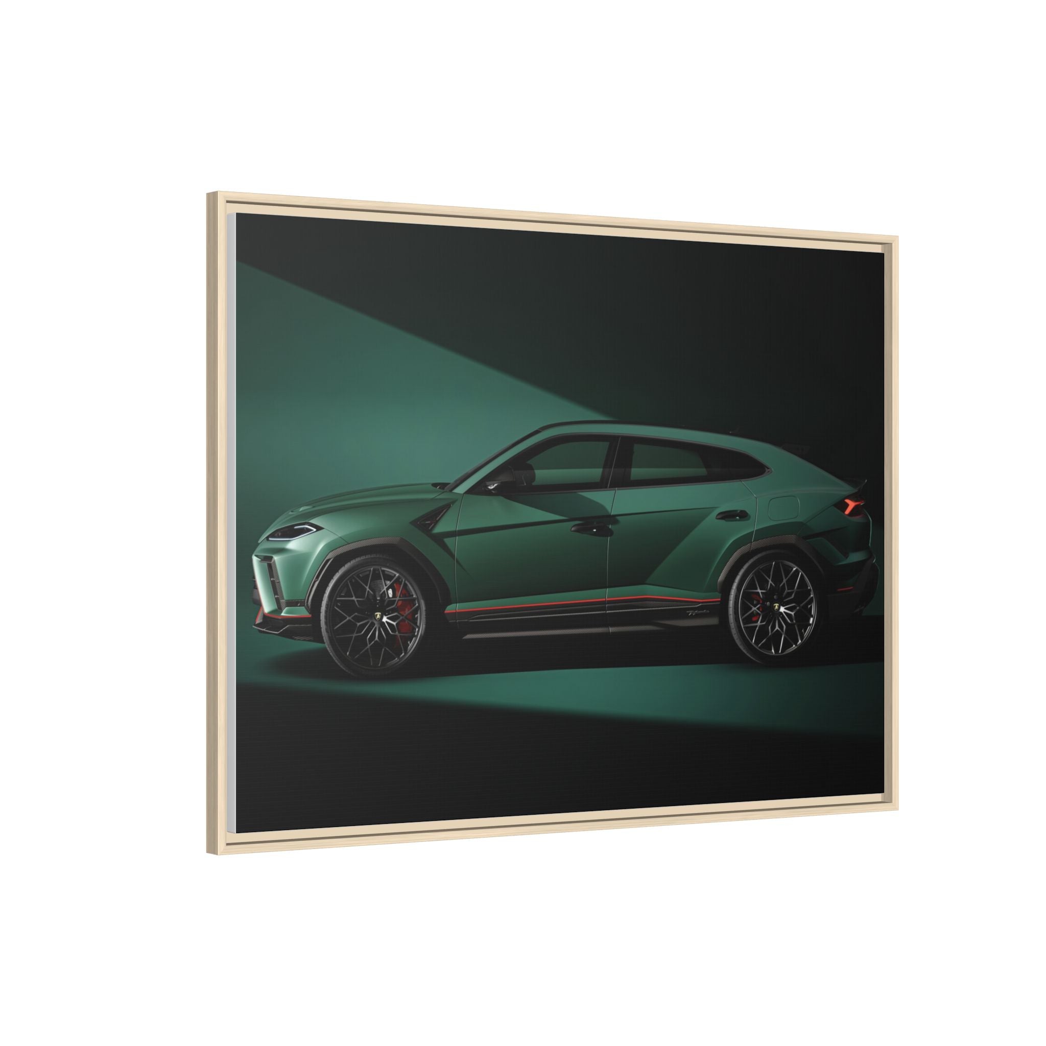 Framed Matte Canvas Print — Emerald Sports SUV Wall Art