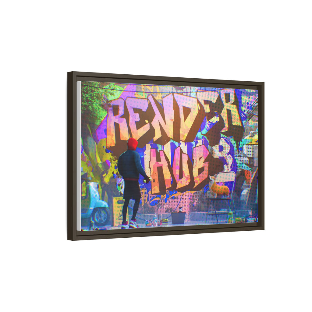 Graffiti Street Art Matte Canvas Framed Print — 'Render Hub' Urban Wall Decor