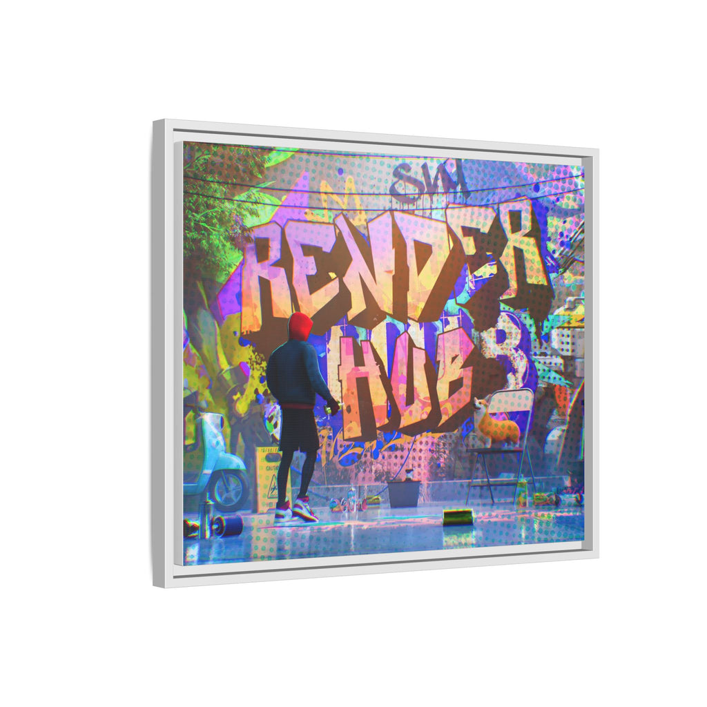 Graffiti Street Art Matte Canvas Framed Print — 'Render Hub' Urban Wall Decor