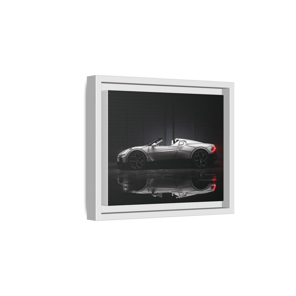 Framed Matte Canvas: Sleek Sports Car Reflection Wall Art
