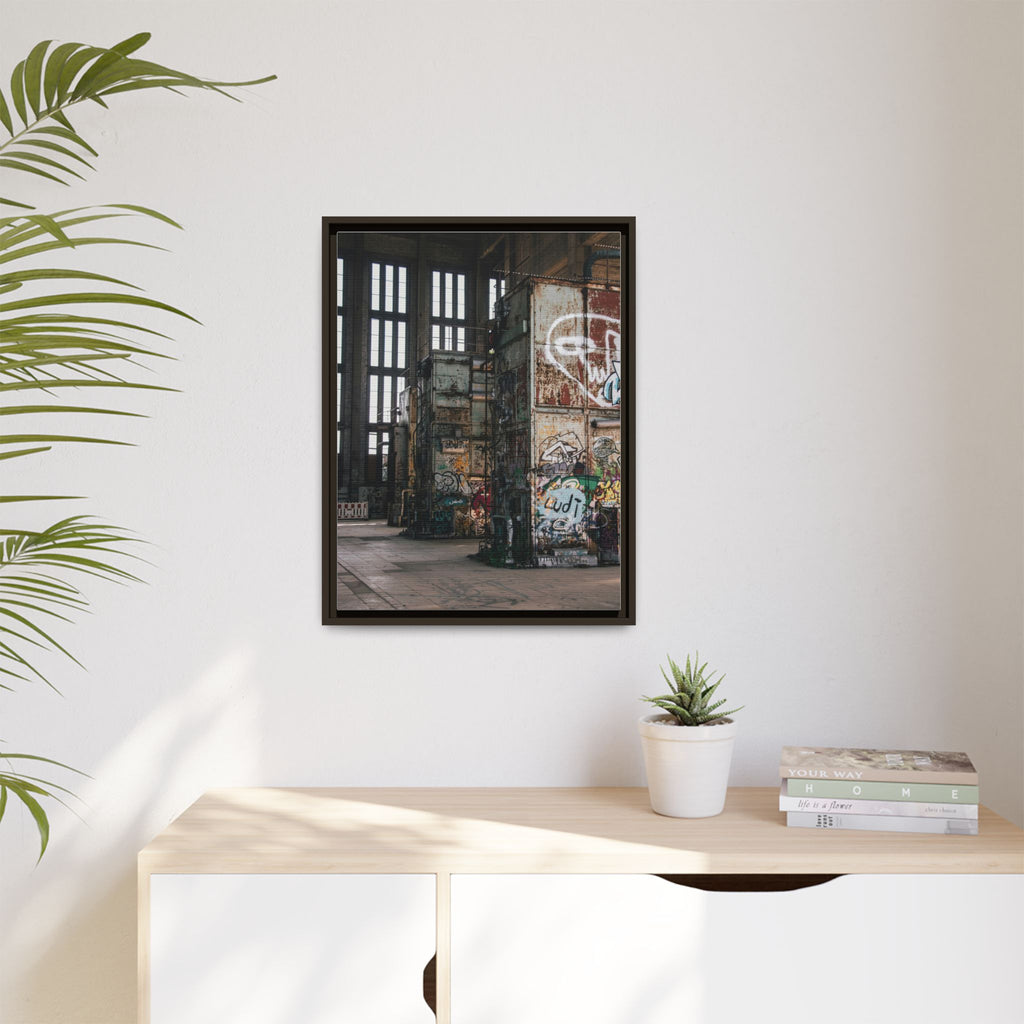 Urban Graffiti Ruins Matte Framed Canvas