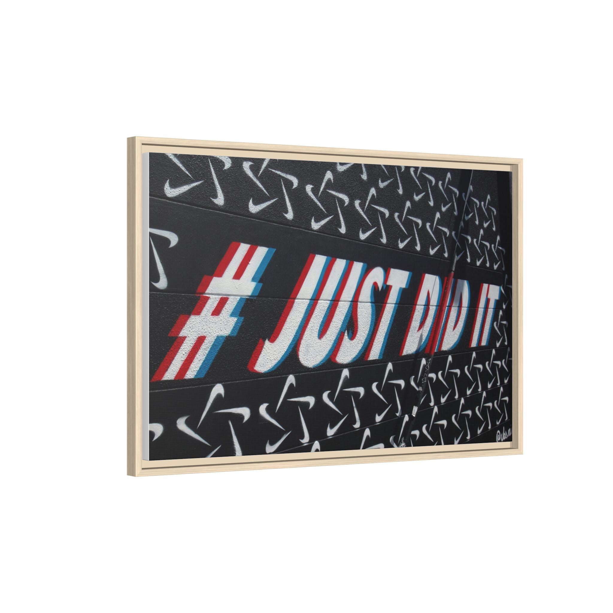 Framed Matte Canvas “#JUST DID IT” Street Art Print