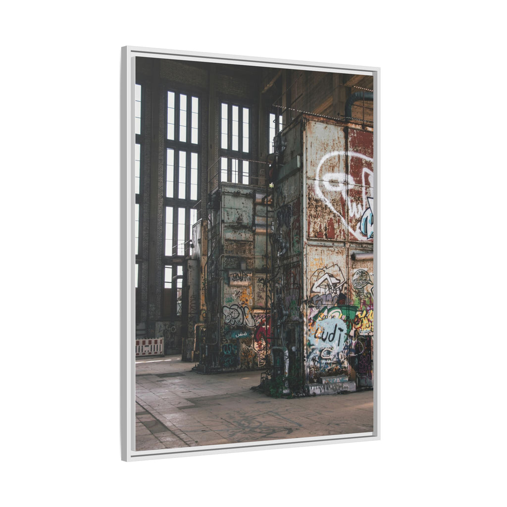 Urban Graffiti Ruins Matte Framed Canvas