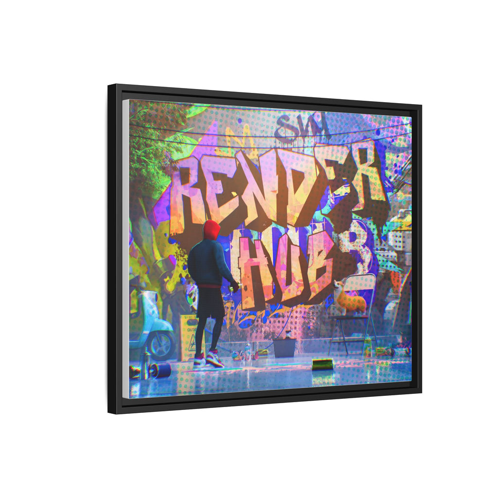 Graffiti Street Art Matte Canvas Framed Print — 'Render Hub' Urban Wall Decor